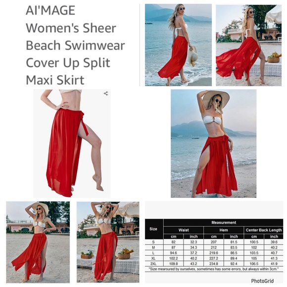 AI'MAGE Women's Sheer Cover-Up Skirt - See-Through Beach Skirt With Ruffle Trim